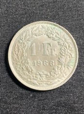 Moneda 1 franc 1966 Elveția argint