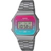 Ceas Casio Vintage Iconic A168WERB-2AEF, unisex, quartz, carcasa 38mm rasina, curea inox, argintiu/negru