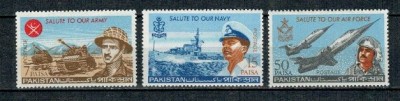 Pakistan 1965 - Armata, marina, aviatia, serie neuzata foto