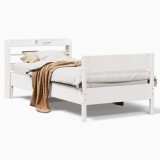 Cumpara ieftin Cadru de pat fara saltea, alb, 75x190 cm, lemn masiv de pin