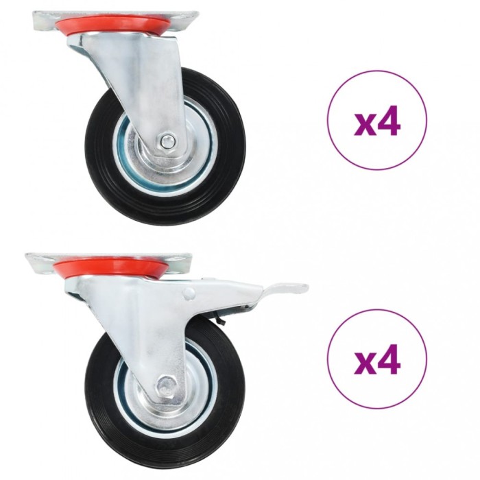 Gossi roti pivotante, 8 buc., 100 mm