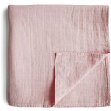 Mushie Muslin Swaddle Blanket Organic Cotton păturică de &icirc;nfășat Rose Vanilla 120cm x 120cm 1 buc