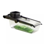 Feliator manual pentru legume tip mandolina, recipient inclus, 32 x 11.5 x 13 cm, negru transparent, Kinghoff
