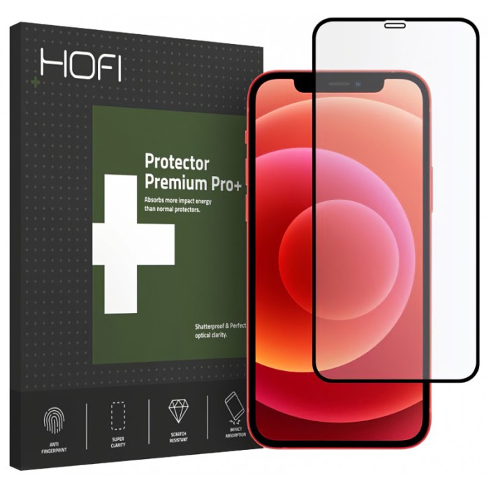 Folie Protectie Ecran HOFI pentru Apple iPhone 12 Pro Max, PRO +, Sticla securizata, Full Face, Full Glue, Neagra