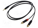 Cablu audio Jack 3,5mm la RCA x2 1,5m negru PVC Reds Music