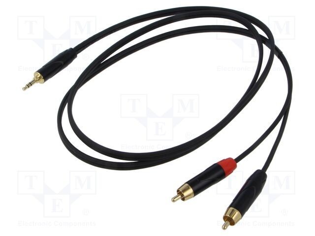 Cablu audio Jack 3,5mm la RCA x2 1,5m negru PVC Reds Music