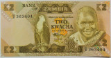 BANCNOTA exotica 2 KWACHA - ZAMBIA, anul 1980 *cod 613 = UNC