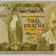 BANCNOTA exotica 2 KWACHA - ZAMBIA, anul 1980 *cod 613 = UNC