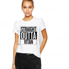 Tricou dama alb - Straight Outta Vitan - XL