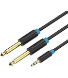 Cablu audio 0.5m 4mm Jack 3.5mm 3pin mufa tata - 2x Jack 6.3 mm mufa, Vention