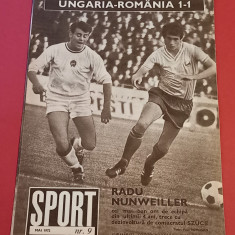 Revista SPORT nr.9/ mai 1972 (UNGARIA-ROMANIA)