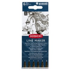 Liner Derwent Professional, 6 dimensiuni, v&amp;acirc;rf subțire și uscare rapidă, 6 foto