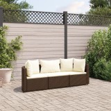 Gossi set canapele de gradina cu perne, 3 piese, maro, poliratan