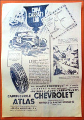 reclama interbelica - cauciucuri &amp;quot;ATLAS&amp;quot; si automobil &amp;quot;CHEVROLET&amp;quot; foto