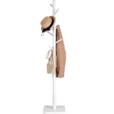 VASAGLE Cuier pentru haine, din lemn masiv, tip pom, cu 8 carlige, baza patrata, 175cm, alb Household NewTrend