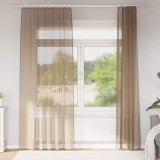 vidaXL Perdele Voile cu buzunare pentru bare 2 buc maro deschis 4102224