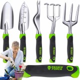 Set 5 unelte de gradina de inalta calitate cu manere din silicon, model avx-wt-gdntol