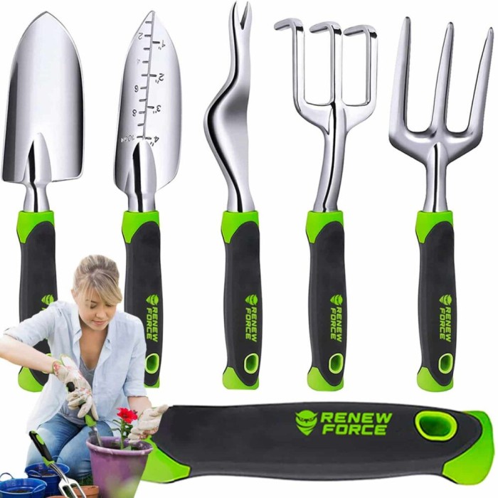 Set 5 unelte de gradina de inalta calitate cu manere din silicon, model avx-wt-gdntol