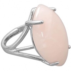 Inel Cuart Roz, piatra iubirii necondiționate, mare 2.7 cm forma marquise, oțel inoxidabil, reglabil pe mai multe mărimi