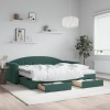 VidaXL Pat de zi cu extensie și sertare verde &icirc;nchis 90x200 cm catifea 3197375