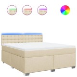 Cumpara ieftin Pat continental cu saltea, crem, 180x200 cm, textil