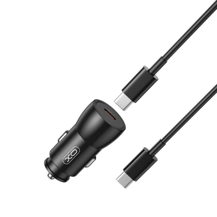 XO incarcator auto 25W USB-C + cablu USB-C la USB-C, negru (model CC57)