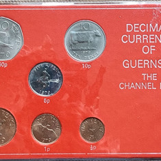 Guernsey set 1/2 1 2 5 10 50 pence 1970 1979