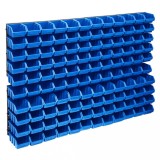 VidaXL Set cutii depozitare 128 piese, panouri perete, albastru&amp;negru