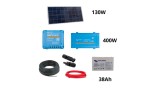 Pachet sistem solar Victron Energy de 130W cu invertor Phoenix de 400W și acumulator de 38Ah