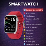 Cumpara ieftin SMARTECH SmartWatch cu Senzor Glucometru, Apel Bluetooth, Ritm Cardiac, Nivel Oxigen, Tensiune Arteriala, Temperatura Corporala, Nivel Stres, Vreme, C