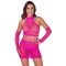 Seturi de Lenjerie - Cottelli Fantezie Set Bustiera Fustita Mini si Maneci din Plasa Roz Small-Large