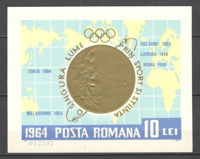 Romania.1964 Medalii olimpice-Bl. XR.495