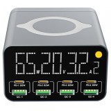 Incarcator Statie OEM WLX-M3 QI, 80W, 4 x USB-A - 4 x USB-C, Gri