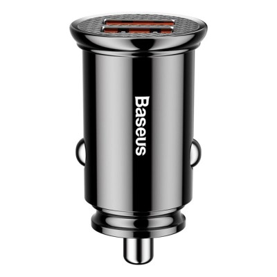 Incarcator auto Baseus Circular 2x USB-A Quick Charge 3.0 SPC AFC 30W Negru foto