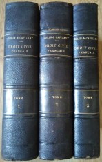 Colin și Capitant / DREPT CIVIL FRANCEZ - 3 volume, 1923, 1924, 1925 foto