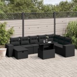 Cumpara ieftin Gossi set mobilier de gradina cu perne, 9 piese, negru, poliratan