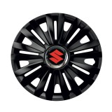 Cumpara ieftin Set 4 capace roti Negre Cu Inel Cromat Royal R16 pentru gama auto Suzuki, Autohelix MSA