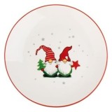 Farfurie de Portelan Alb cu Gnome Stea Brad de Craciun &Oslash;19cm, CMCLASS