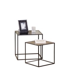 Set 2 masute sticla fier 40 x 40 x 40, 50 x 50 x 50 cm