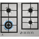 Plita incorporabila pe gaz Electrolux KGU64361X, 4 arzatoare, Wok, aprindere electrica, gratare fonta, inox