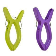 Set C&acirc;rlige Prosoape șezlong, 2 Bucăți, Culoare Mov și Verde Lime, Lungime 16cm, Plastic