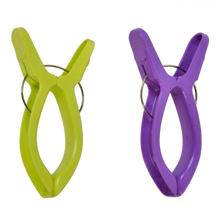 Set C&acirc;rlige Prosoape șezlong, 2 Bucăți, Culoare Mov și Verde Lime, Lungime 16cm, Plastic