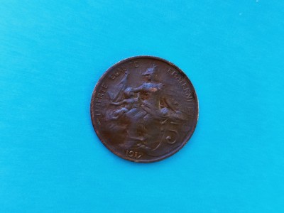5 Centimes 1917 Franta-stare buna-in realitate arata bine foto