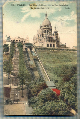 AD 648 C. P. VECHE -PARIS -LE SACRE-COEUR ET LA FUNICULAIRE MONTMARTRE -CIRC1907 foto