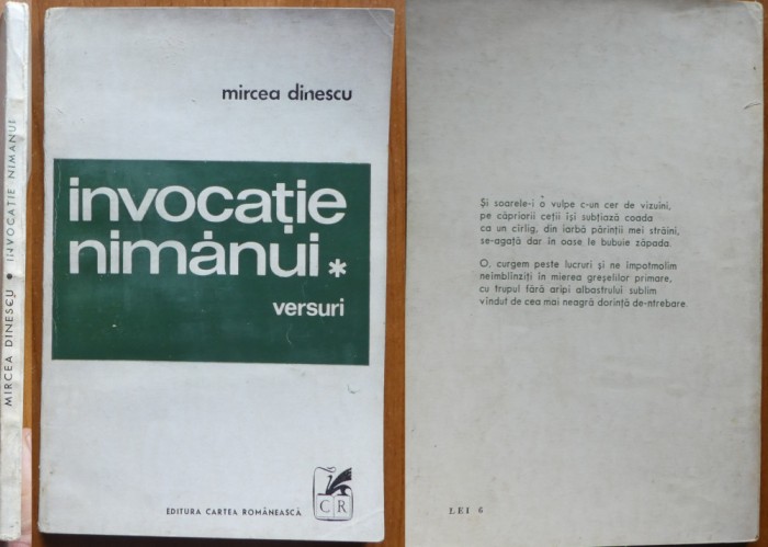 Mircea Dinescu, Invocatie nimanui ; Versuri, 1971, editia 1, volum de debut
