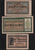 Rar! Set 1000000+5000000+10000000 mark marci Munchen Staatsbank 1923, Europa