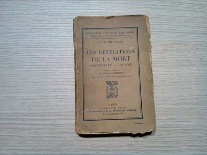 LES REVELATIONS DE LA MORT - Dostoievsky - Tolstoi - Leon Chestov - 1923, 231p