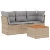 Set canapele de gradina, 4 piese, cu perne, mix bej, poliratan