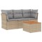 Set canapele de gradina, 4 piese, cu perne, mix bej, poliratan