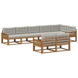 vidaXL Set de canapele de exterior 8 pcs Natural și Gri deschis 3382669